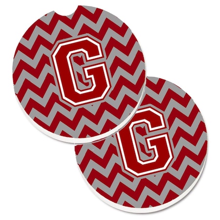 Carolines Treasures Letter G Chevron Maroon and White  Cup Holder Car Coaster, PK2 CJ1049-GCARC